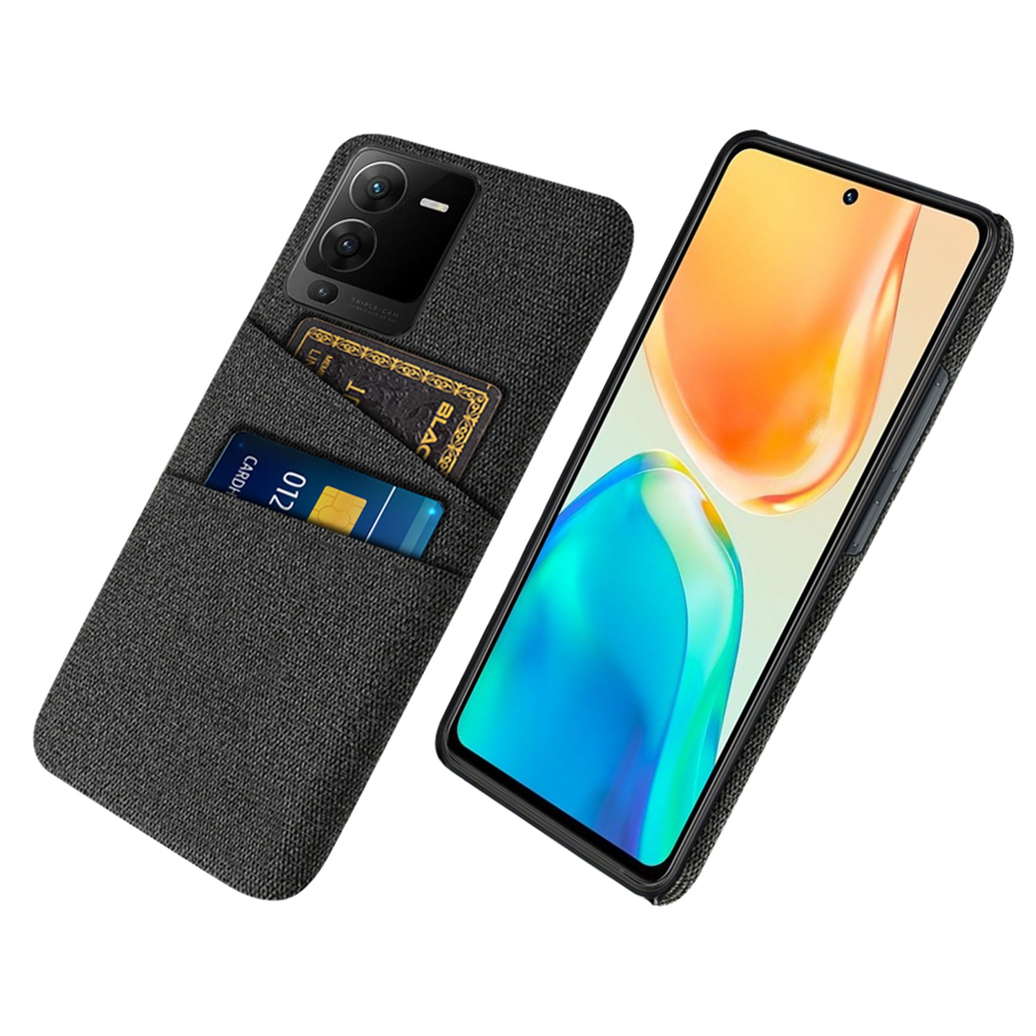 

Stoßdetelles Telefonabdeckung Für Vivo S15 Pro 5G, Stoff Texture Back Case Schutz Telefonschale Mit Dual -card -slots - Schwarz, vivo S15 Pro 5G