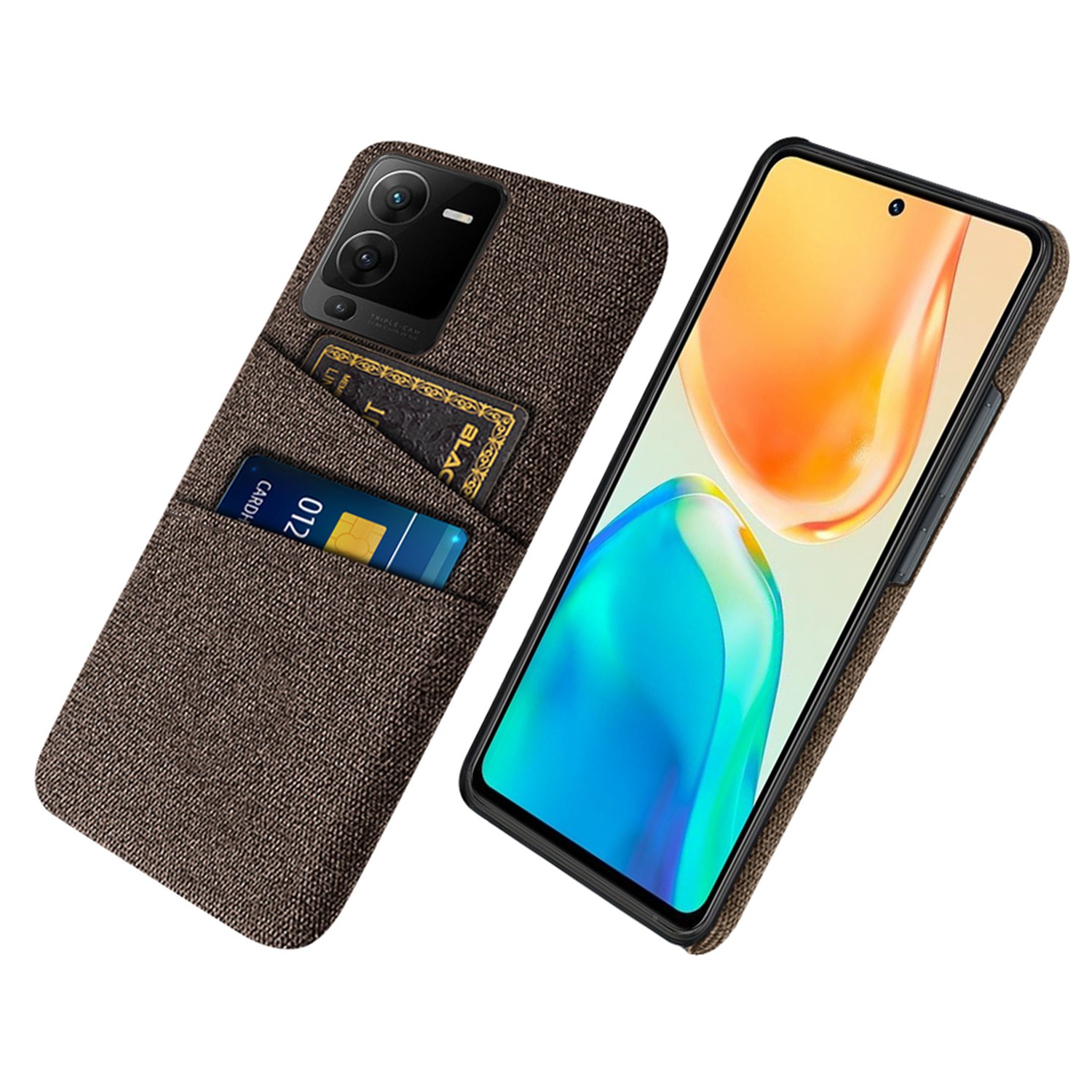 

Stoßdetelles Telefonabdeckung Für Vivo S15 Pro 5G, Stoff Texture Back Case Schutz Telefonschale Mit Dual -card -slots - Braun, vivo S15 Pro 5G