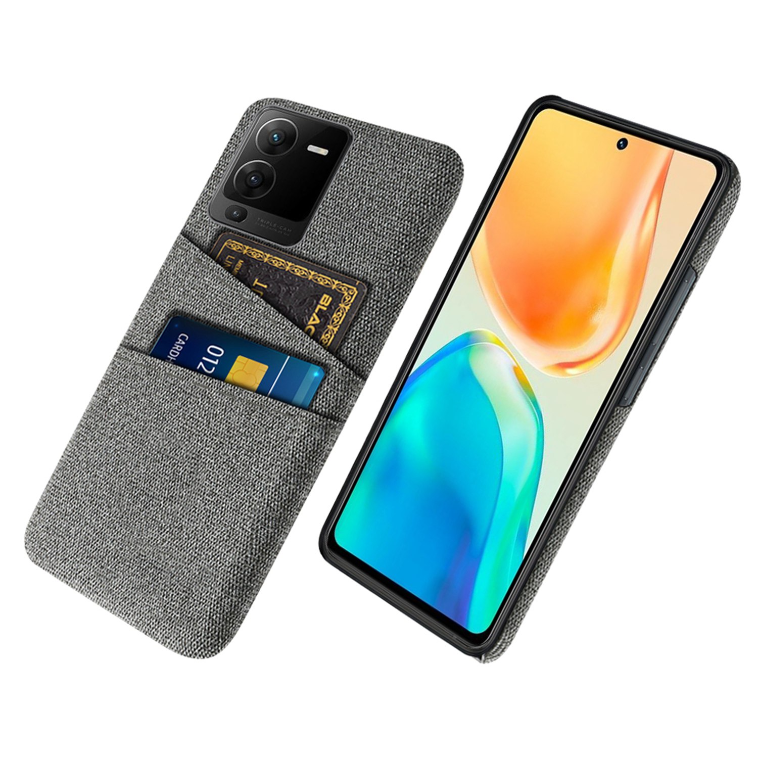 

Stoßdetelles Telefonabdeckung Für Vivo S15 Pro 5G, Stoff Texture Back Case Schutz Telefonschale Mit Dual -card -slots - Grau, vivo S15 Pro 5G