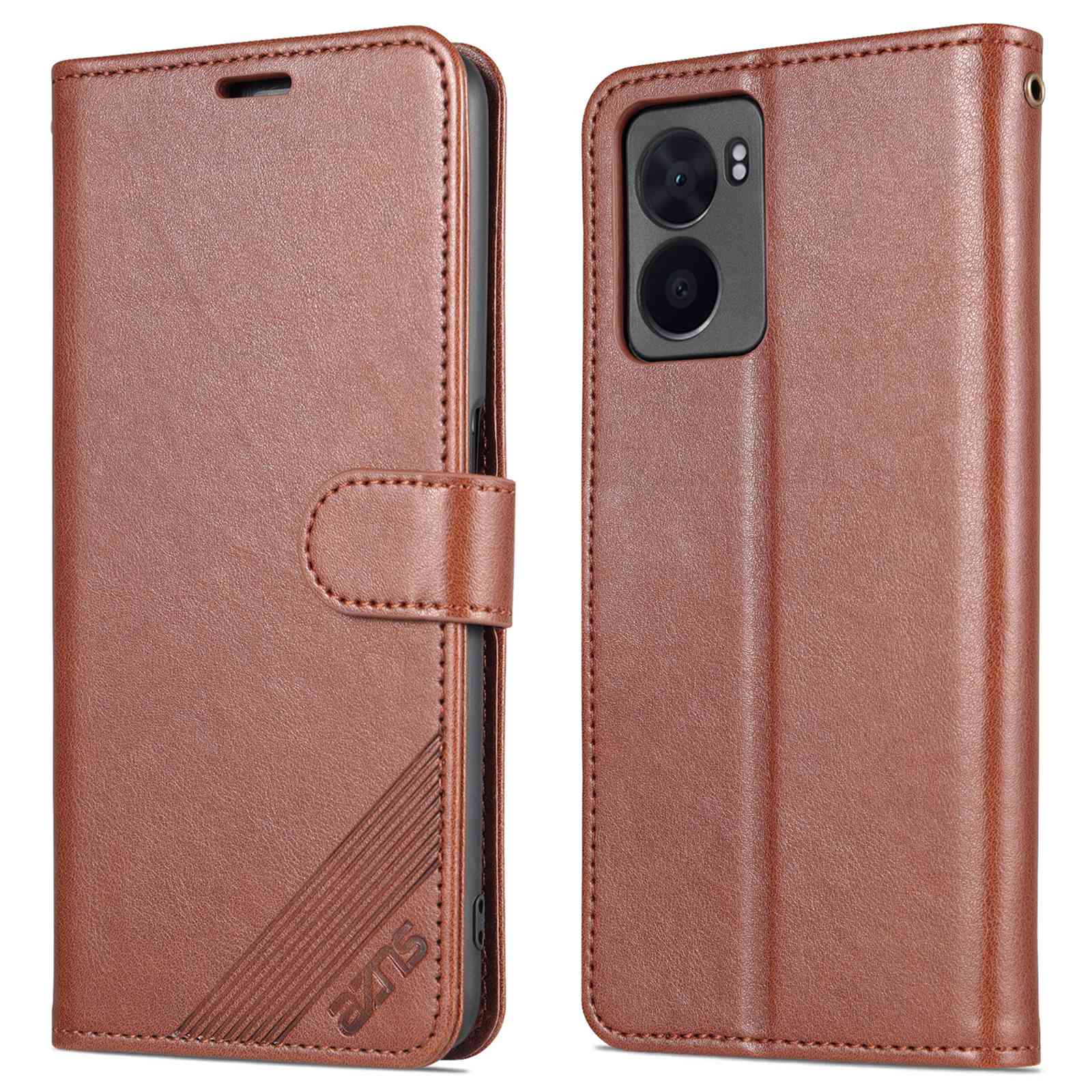 

Azns Für Oppo A57 (2022) 5G / A77 5G Strukturierte PU Lederständer Flip Deckung Magnetverschluss Schocksicheres Schutzbrieftasche Hülle - Braun, Oppo A57 (2022) 5G