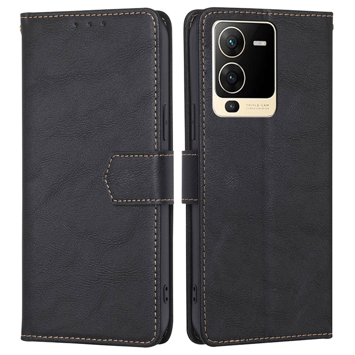 

Für Vivo S15 5G Folio Flip Rfid-blockierungsfunktion Lederhülle Wasserdichte Ständer Anti-wear-mobiltelefonabdeckung Mit Brieftasche - Schwarz, vivo S15 5G