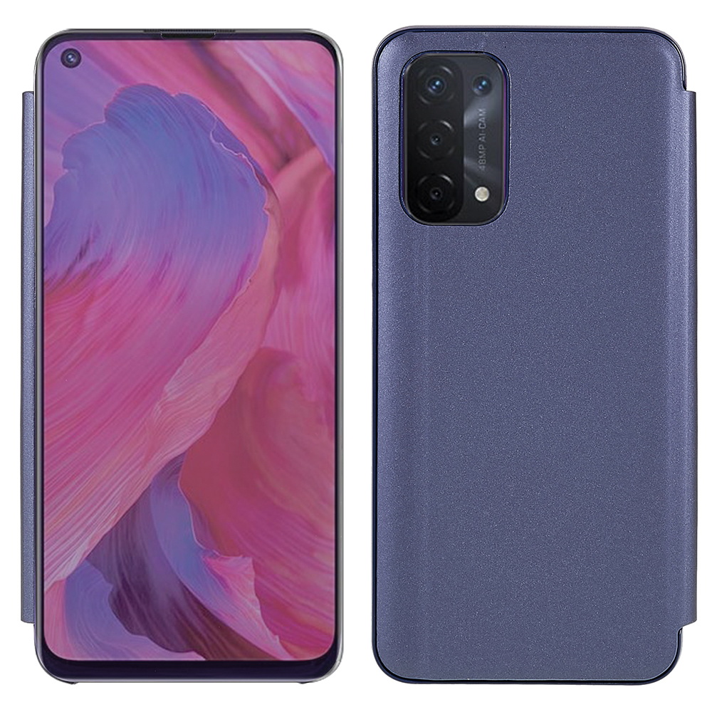 

Für Oppo A74 5G/A54 5G Einstellbare Ständerfunktion Ansicht Fenster Elektroplatte Spiegelkoffer PU Leder Flip Folio Schutzabdeckung - Violett, Oppo A74 5G