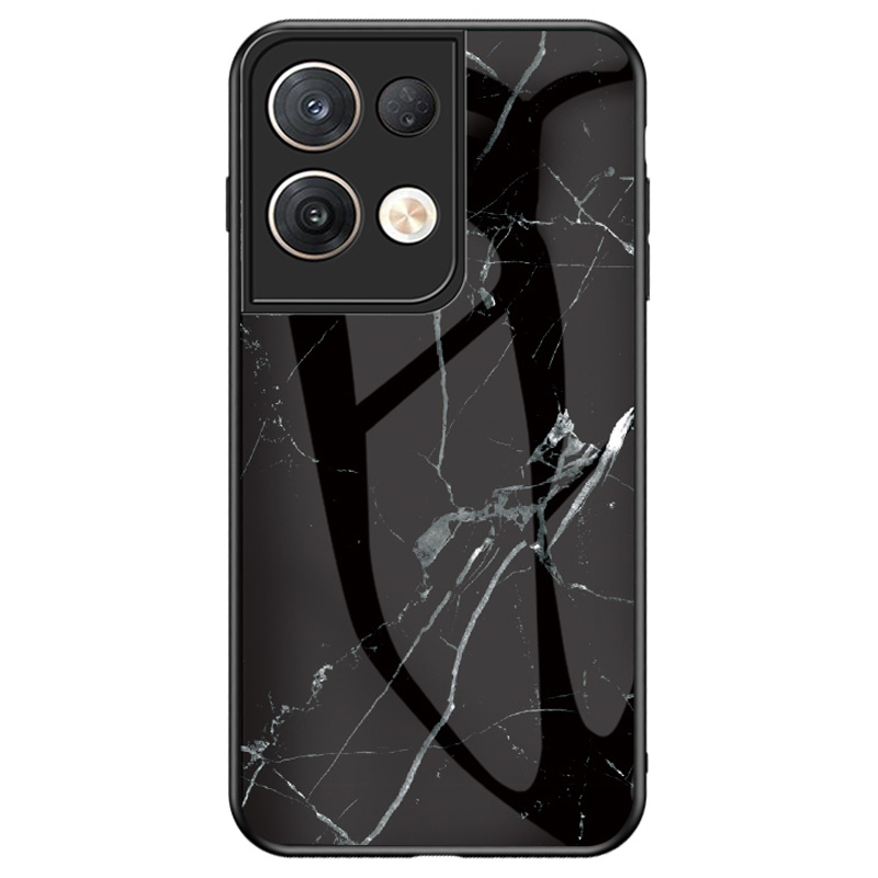 

Für Oppo Reno8 Pro+ 5g / Reno8 Pro 5G (Global Version) Leichtes Marmormuster Anti-drogen-temperaturglas + PC + TPU Hybrid-verschleiß Abhängt - Schwarzer Marmor, Oppo Reno8 Pro+ (China) 5G