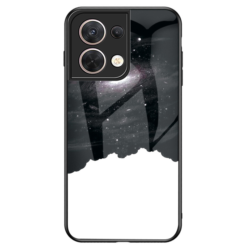 

Für Oppo Reno8 5G Tempered Glas + Hard PC + Soft TPU Starry Sky Muster Anti-wear-telefonhülle - Kosmischer Sternenhimmel, Oppo Reno8 5G (Global Version)