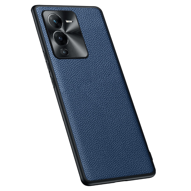 

Für Vivo S15 Pro 5G Litchi Textur Echtes Kuhläsesoten -leder + TPU -telefonhülle Mit Metalllinsenabdeckung - Saphir, vivo S15 Pro 5G