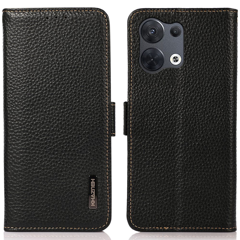 

Khazneh Echtes Leder -telefongehäuse Für Oppo Reno8 5G (globale Version) / Oppo Reno8 5G, Anti-wear-litchi-textur-handyabdeckung Mit Rfid-blockierung Und Brieftaschenstand - Schwarz, Oppo Reno8 5G (Global Version)