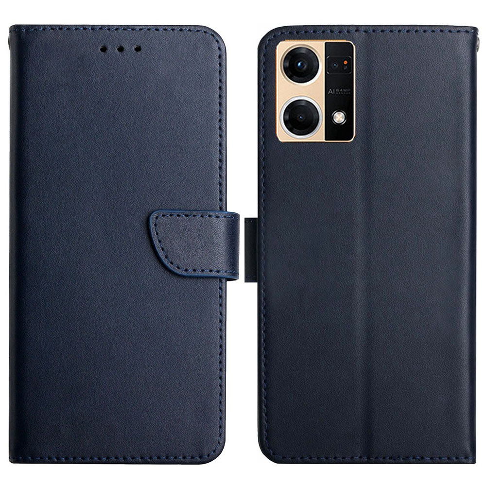 

Für Oppo F21 Pro 4G/Reno7 4G HT02 Eurente Leder Brieftasche Flip Phone Hülle Nappa Textur Betrachtung Ständer Magnetic Protective Cover - Blau, Oppo F21 Pro 4G