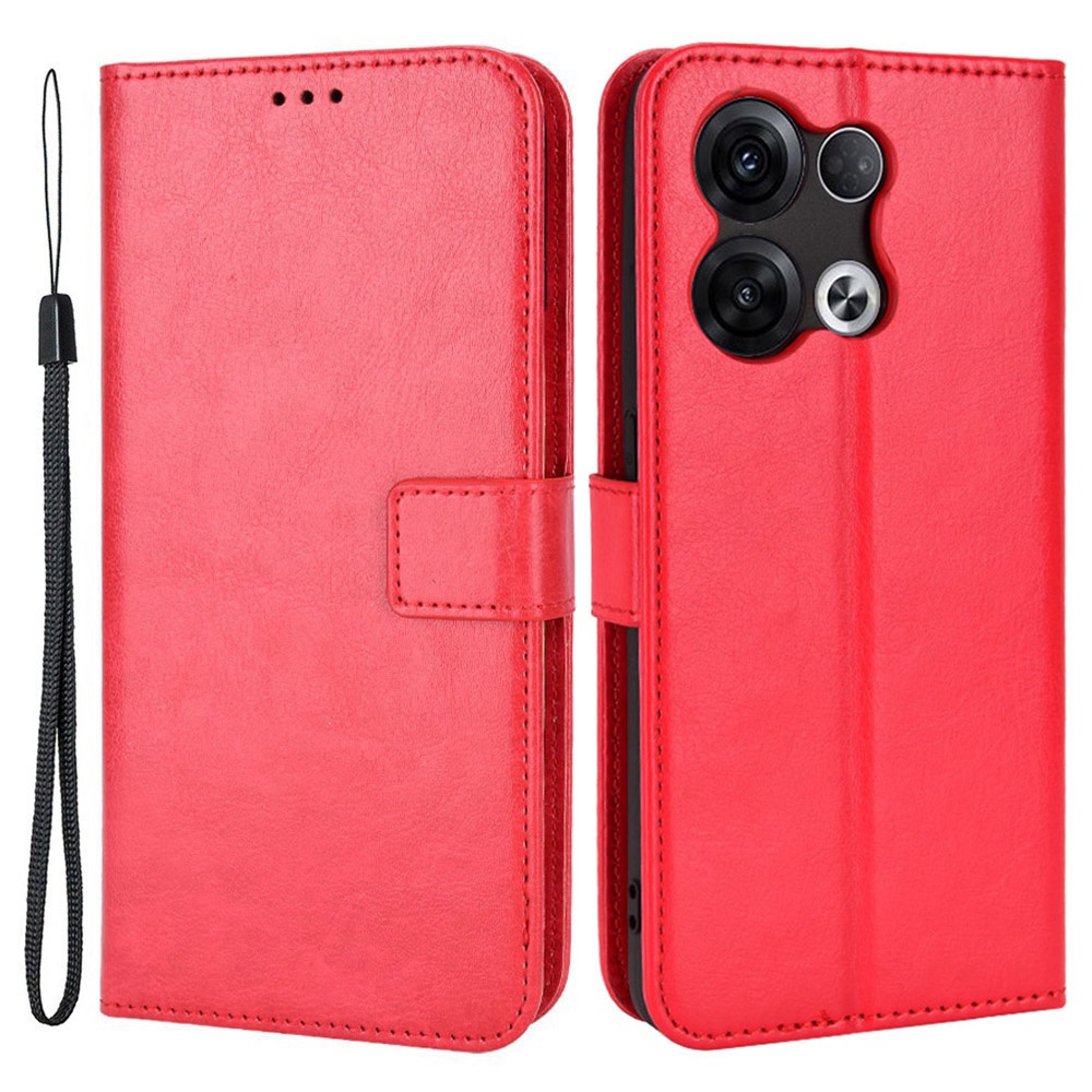 

Für Oppo Reno8 Pro 5G Stand Geldbörse Handy Fall Verrückte Pferd Textur PU Leder Abdeckung Innen TPU Shell - Rot, Oppo Reno8 Pro (China) 5G