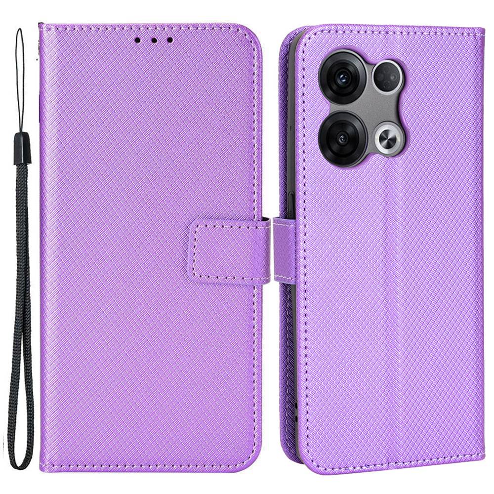 

Diamond Texture Protective Phone Case Für Oppo Reno8 Pro+ 5G / Reno8 Pro + 5G (globale Version), pu Leder + TPU -schale Mit Brieftasche - Violett, Oppo Reno8 Pro+ 5G (Global Version)
