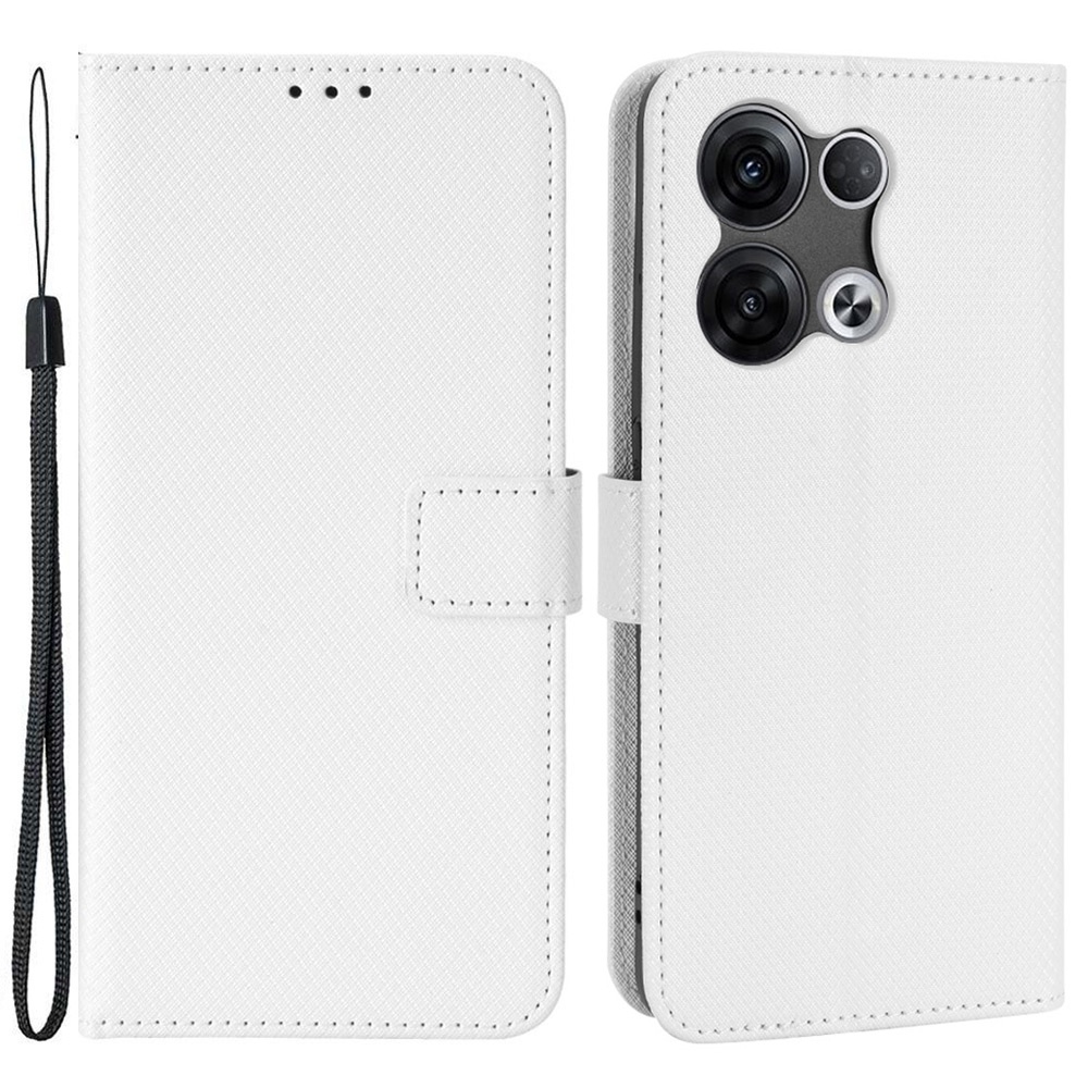 

Anti-kratzer-diamant-texturfall Für Oppo Reno8 5G / Reno8 5g (globale Version), PU Lederständer Cover Wallet Flip Phone Shell - Weiß, Oppo Reno8 5G (Global Version)