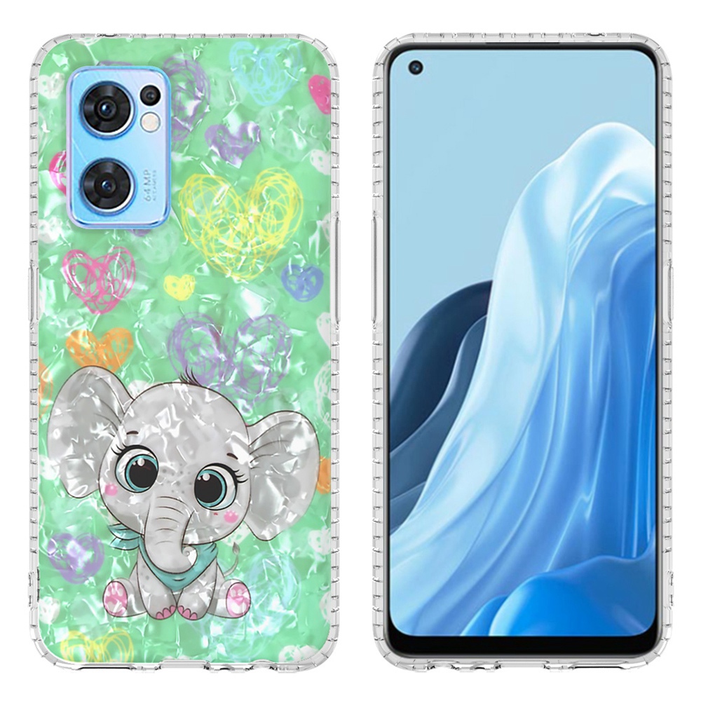 

YB IMD Series-13 Für Oppo Reno7 5G (global)/find X5 Lite Shell Muster Design 2,0 mm Tpu-hülle Airbag Dropschutz Imd-telefonabdeckung - Bk009-elephant, Oppo Reno7 5G (Global)