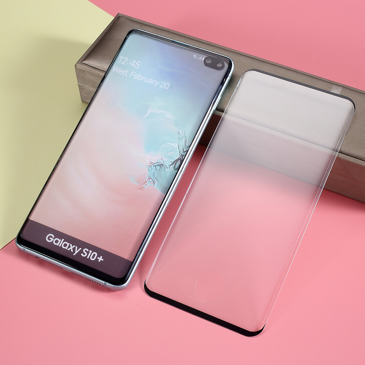 

Для Samsung Galaxy S10 Плюс Полноразмерный Шелковая Печать Закаленного Стекла Пленка Пленки (разблокировка Отпечатков Пальцев), Galaxy S10 Plus
