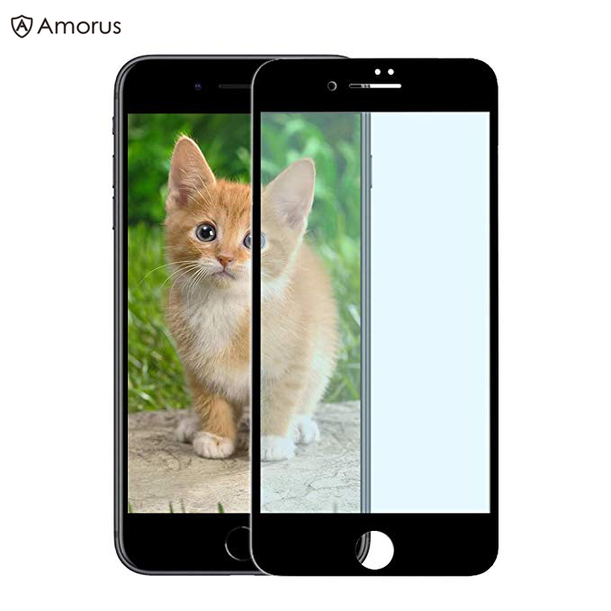 

AMORUS For iPhone 8 / 7 4.7 inch Anti-Blue-Light Tempered Glass Screen Protector Full Screen 0.3mm Arc Edge - Black, iPhone 4