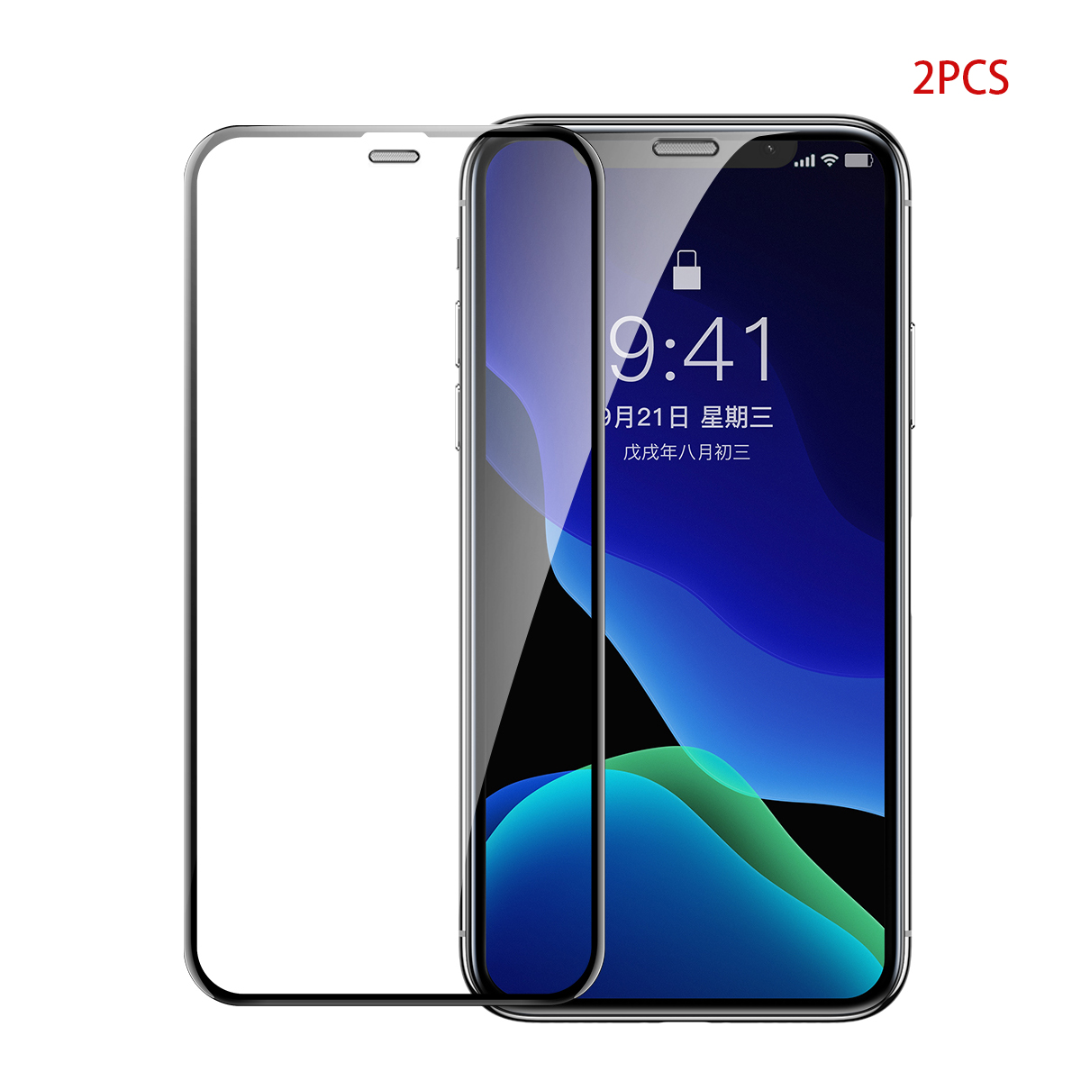 

BASEUS for iPhone XR/11 6.1 inch (2019) 2Pcs/Pack Full Curved Tempered Glass Screen Films with Installation Tray - Black, iPhone 11 6.1 inch