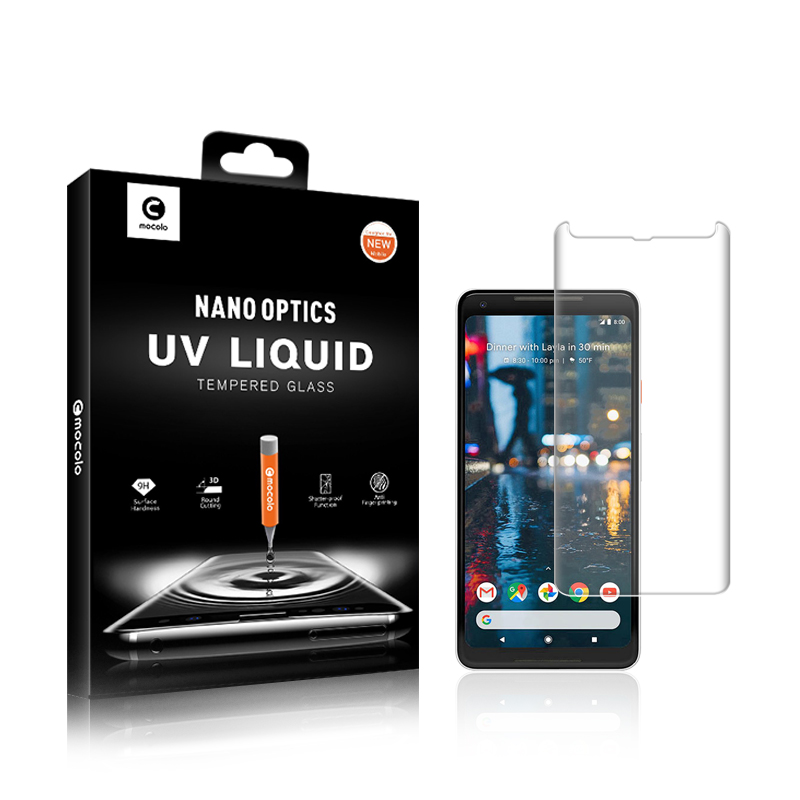 

MOCOLO 3D Curved Full Cover Film for Google Pixel 2 XL UV Liquid Tempered Glass Screen Protector, Google Pixel 2 XL