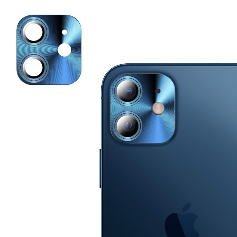 

TOTU Metal Frame Tempered Glass Protector Camera Lens Film for iPhone 12 - Blue, iPhone 12