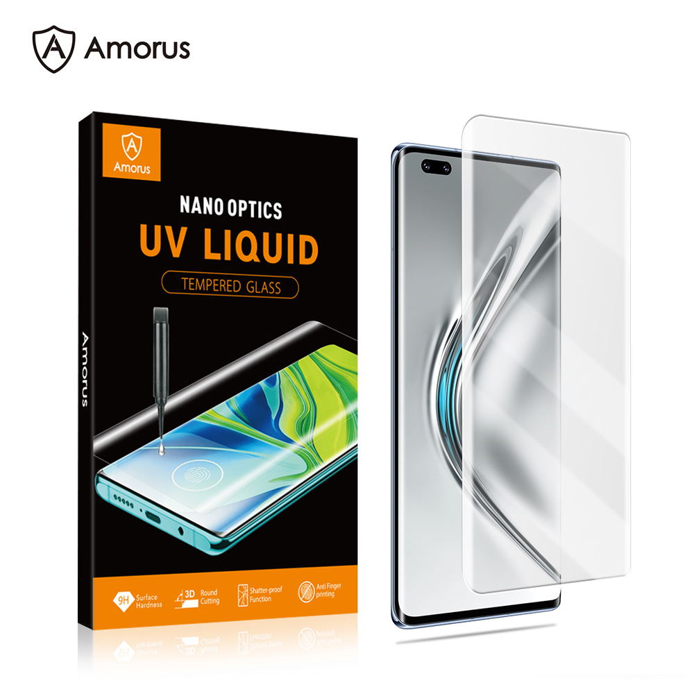 

AMORUS 3D Изогнутые Полное Покрытие Закаленного Стекла УФ-экран Пленки Для Чести V40 5G, Honor V40 5G