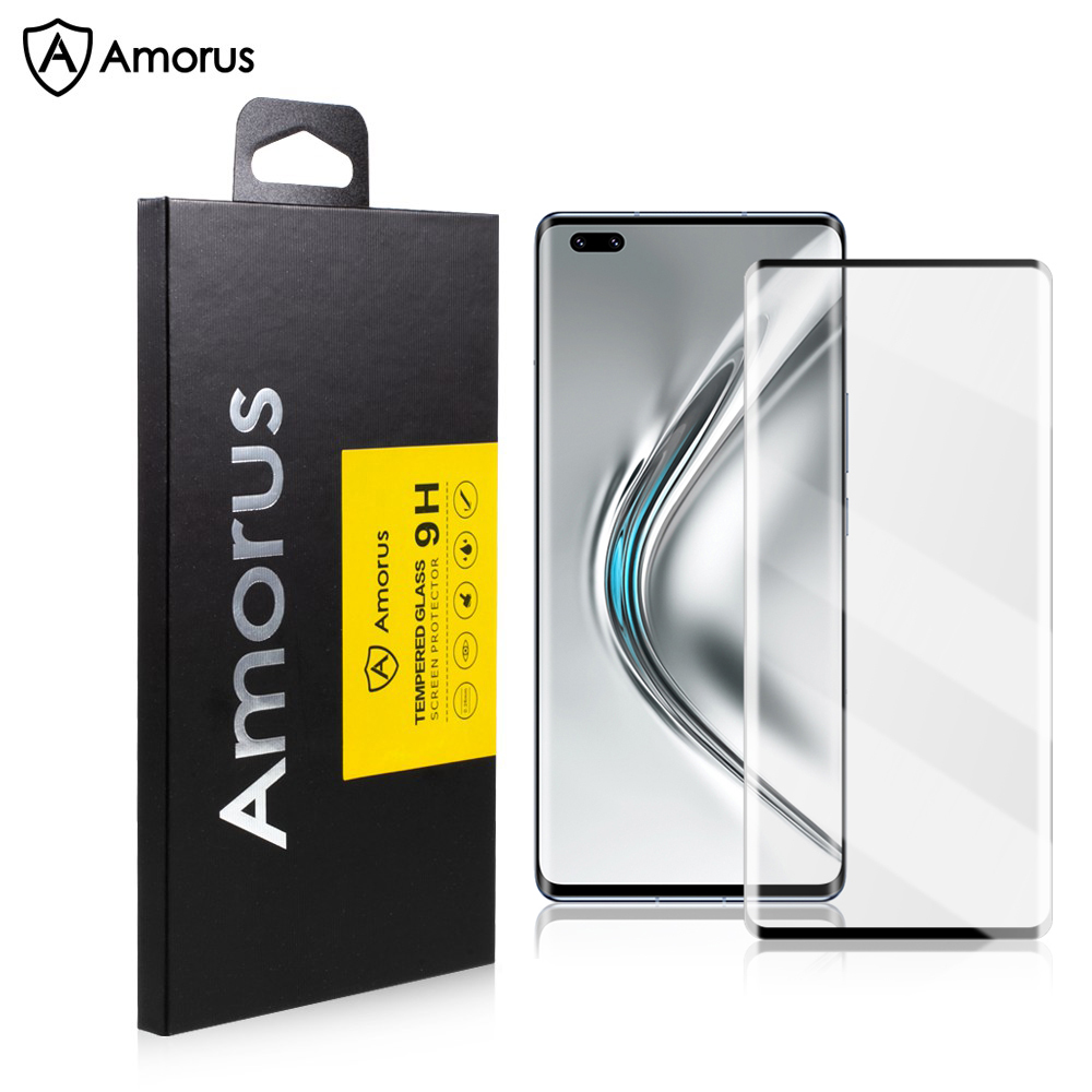 

AMORUS 3D Curved Full Cover Tempered Glass Screen Protector [Side Glue] for Honor V40 5G - Black, Honor V40 5G