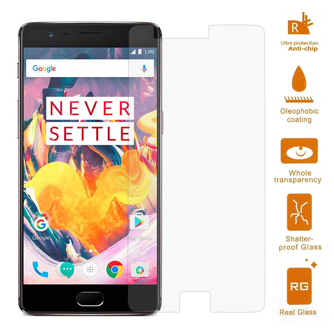 

For OnePlus 3T / 3 0.3mm Tempered Glass Screen Protector Guard Film (Arc Edge), OnePlus 5