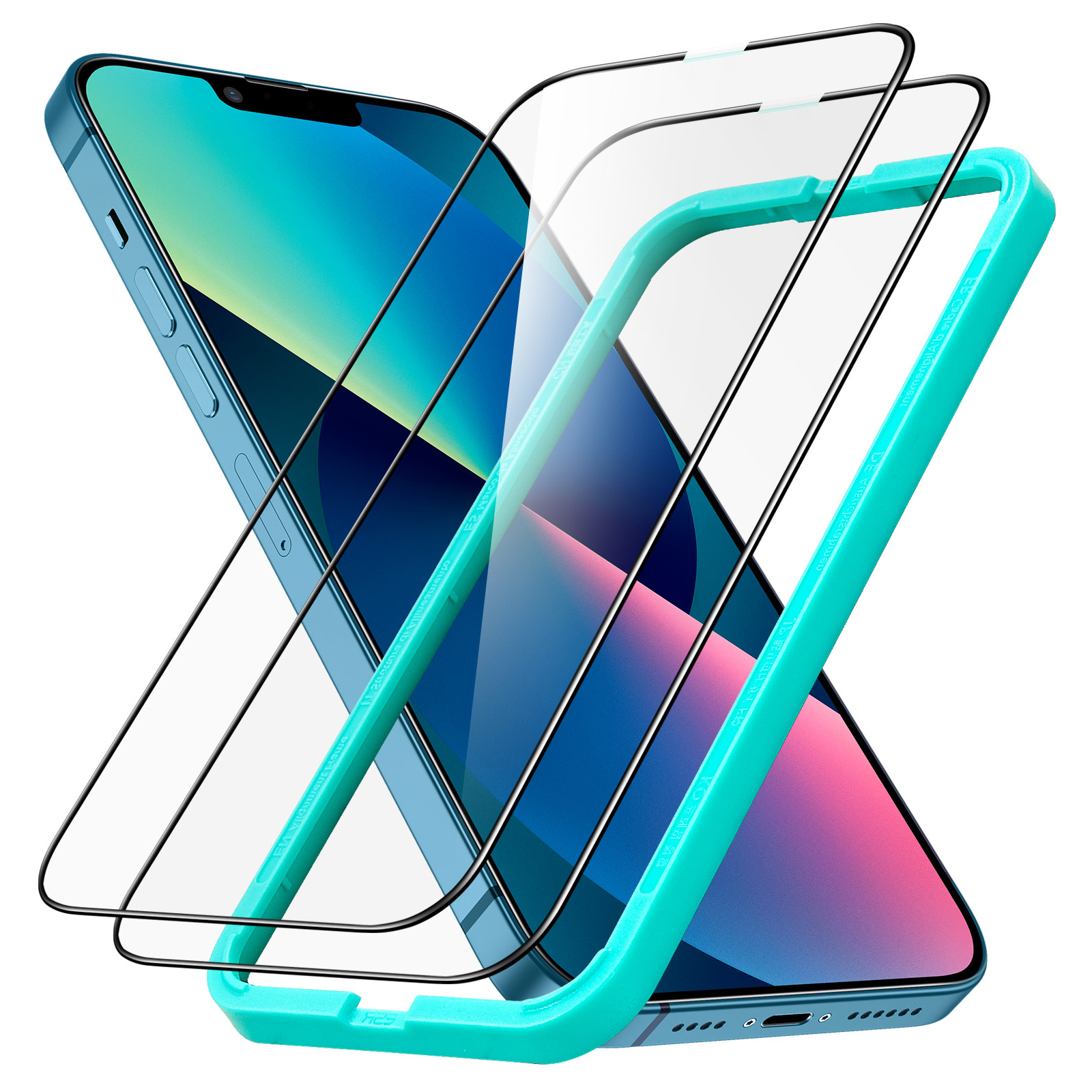

ESR 2Pcs/Pack Armorite Series Tempered Glass Screen Protector for iPhone 13 mini 5.4 inch, Full Cover Full Glue HD Clear Anti-Scratch Film with Installation Frame, Support Face Unlock, iPhone 13 mini