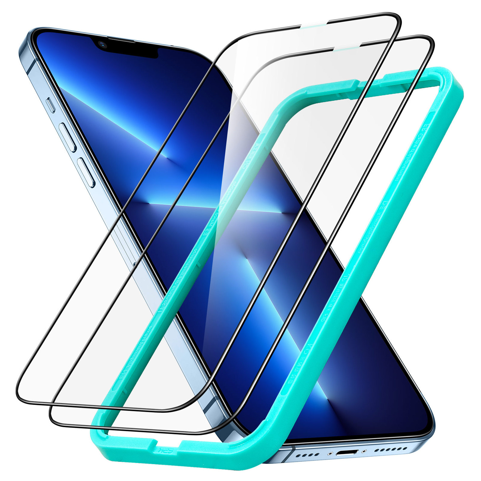 

ESR 2Pcs / Pack Armorite Series Anti-fingerprint Screen Protector for iPhone 13 Pro Max / 14 Plus, Full Protection Full Glue Tempered Glass HD Clear Film with Installation Frame, Support Face Unlock, iPhone 13 Pro Max