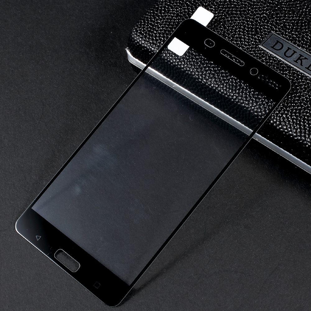 

For Nokia 6 Silk Print Full Screen Cover Mobile Tempered Glass Protector Film - Black, Nokia 6 (2017)