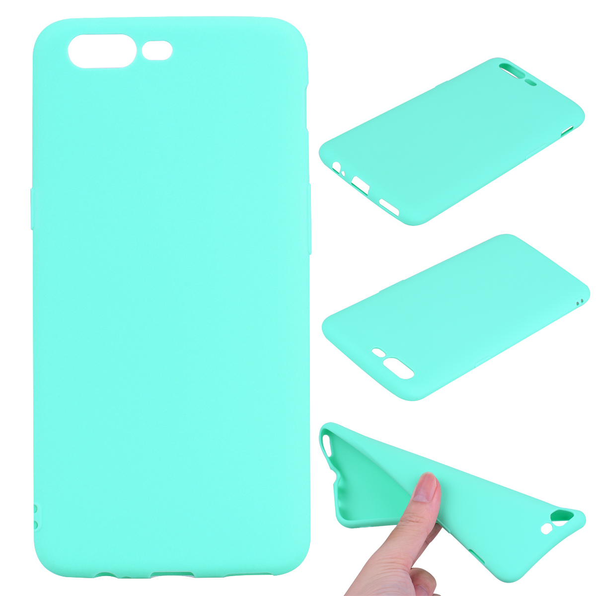 

Matte Anti-fingerprint TPU Phone Cover Case for OnePlus 5 - Cyan