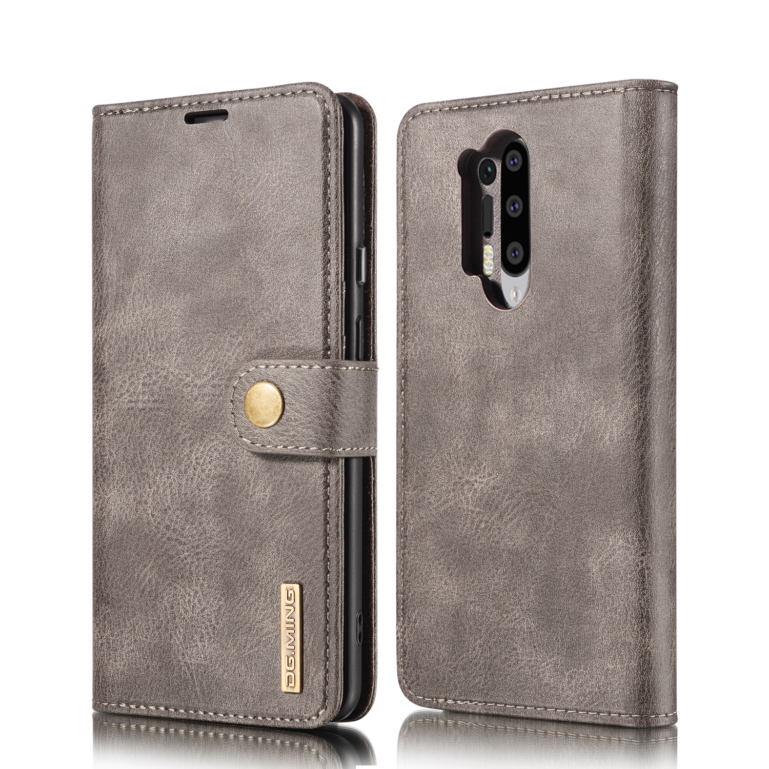 

Dg. Ming-Telefonabdeckung Abnehmbares 2-in-1-Leder-Hallet-Shell + PC-Back-Fall Für OnePlus 8 Pro - Grau, OnePlus 8 Pro