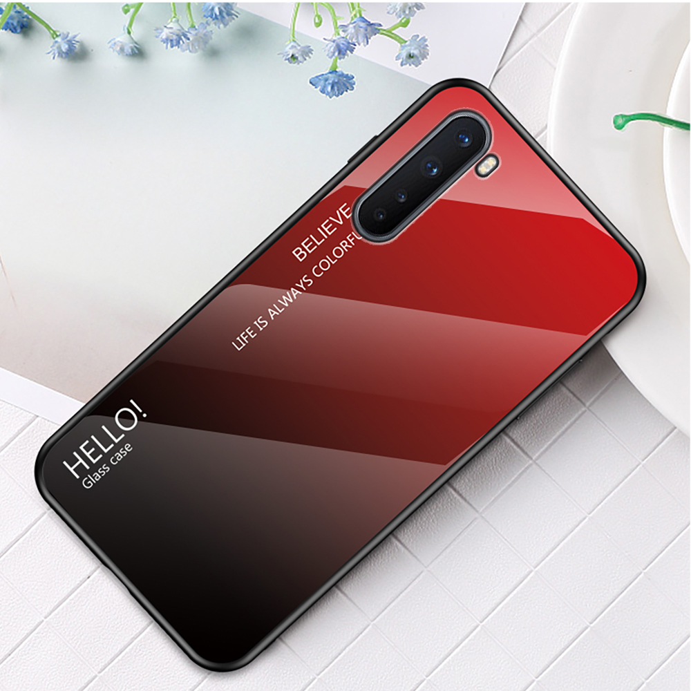 

Verre Trempée du Gradient + PC + TPU Hybrid Shell Protection Case Pour OnePlus Nord - Rouge / le Noir, OnePlus OnePlus Nord