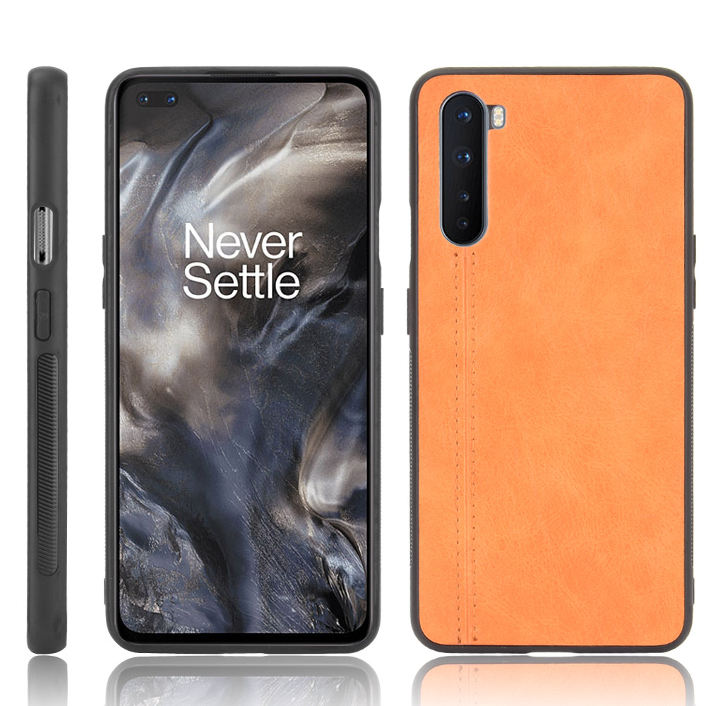 

PC en Revêtement en Cuir PC + TPU Mobile Phone Case Pour OnePlus Nord - Jaune, OnePlus OnePlus Nord