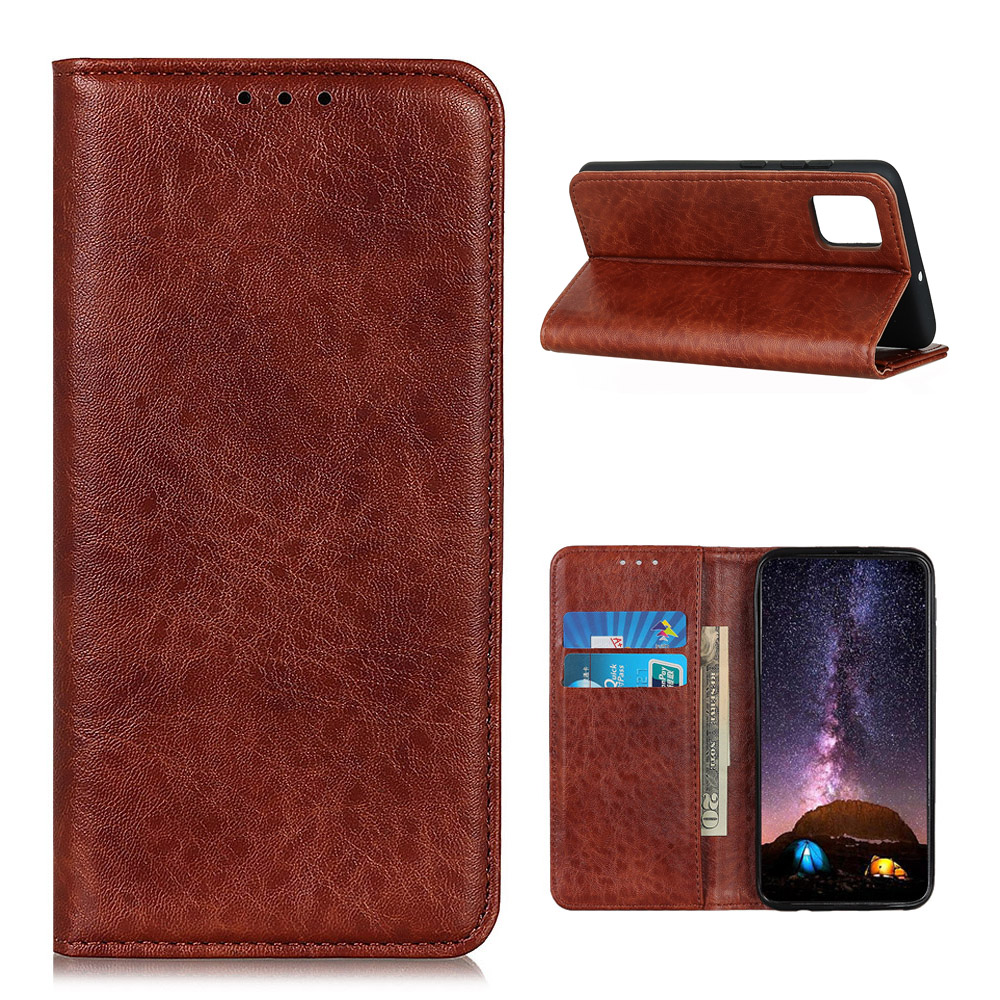 

Auto-absorbierte Crazy Horse Textur Fall Für OnePlus 8T Split Leder Wallet Shell - Braun, OnePlus 8T
