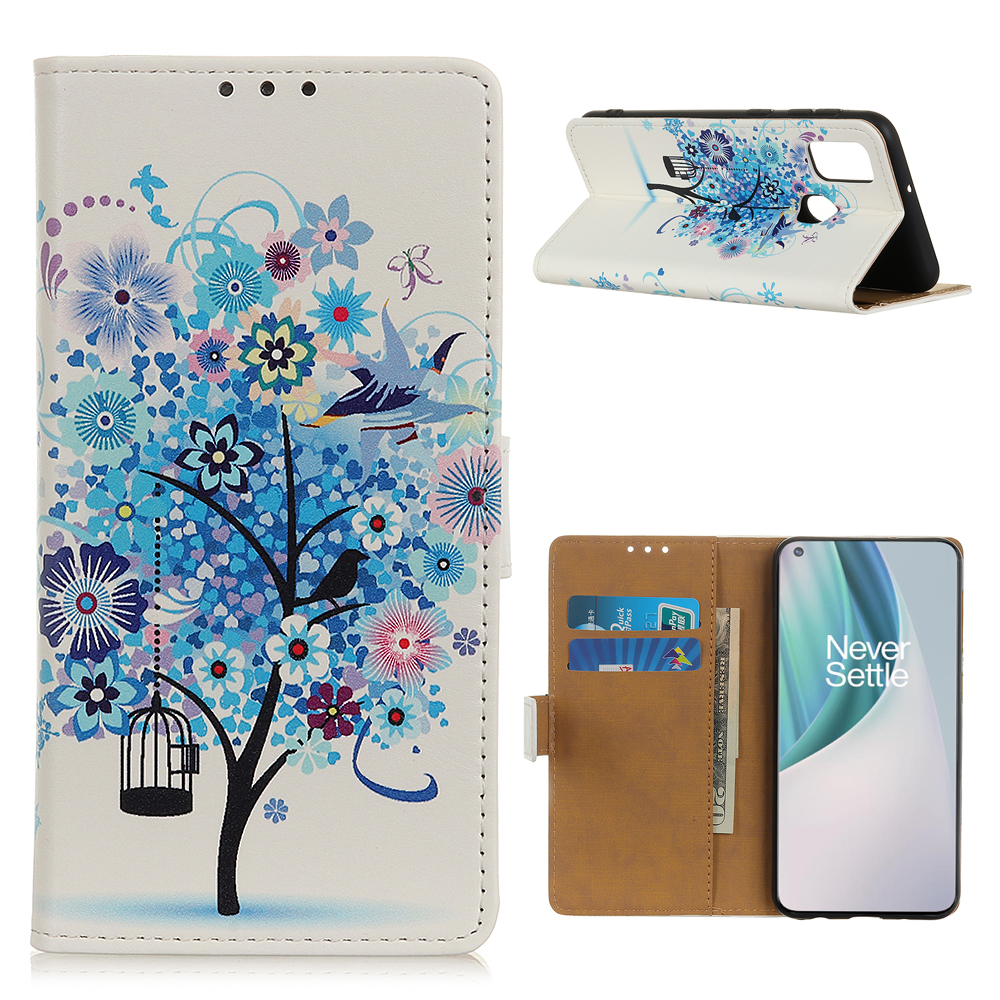 

Stilvoller Druckbrieftasche Lederstand Cover Für OnePlus Nord N10 5G Schutzschale - Blauer Baum, OnePlus Nord N10 5G