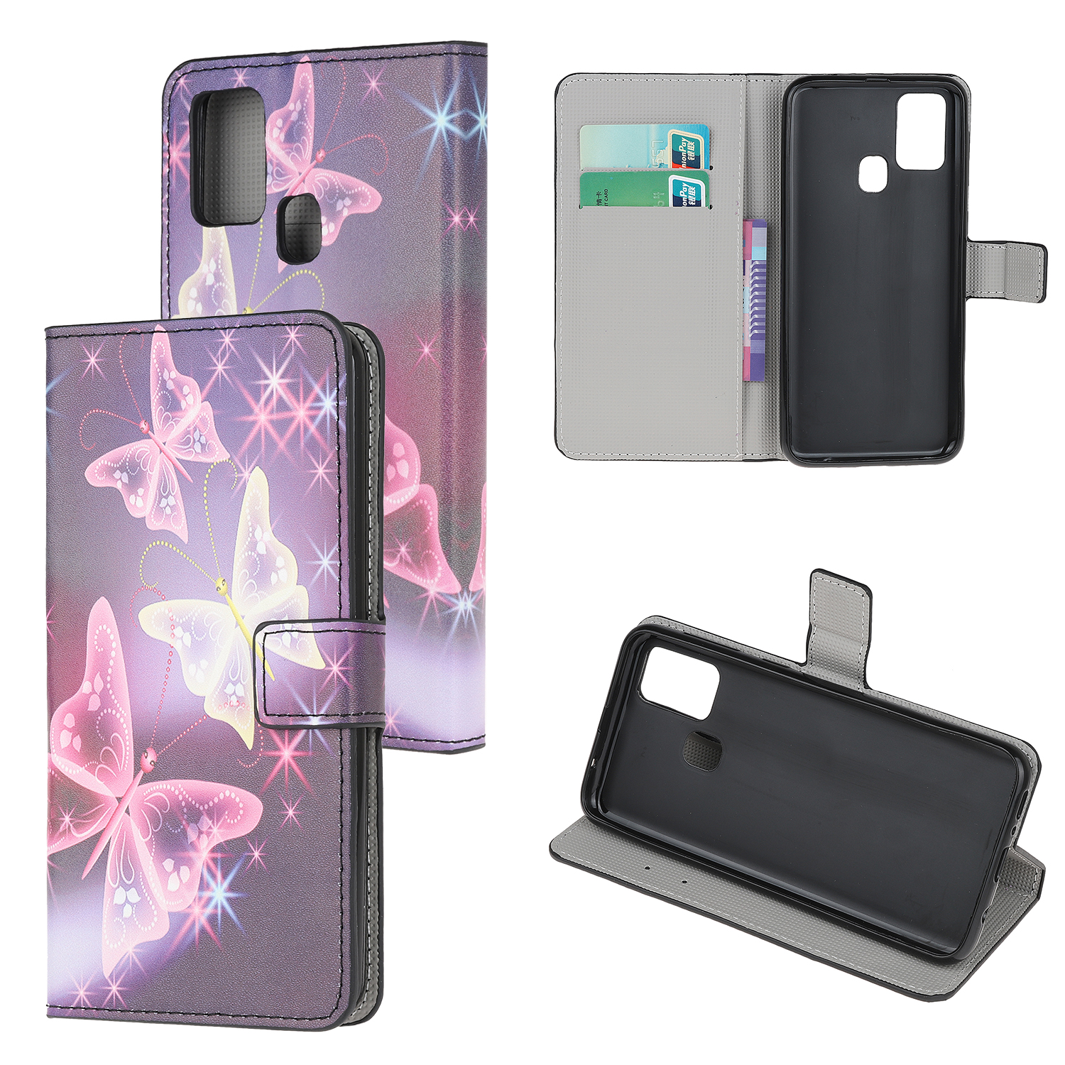

Telefonabdeckung Für OnePlus NORD N10 5G Musterdruck Brieftasche Lederschale - Glänzender Schmetterling., OnePlus Nord N10 5G
