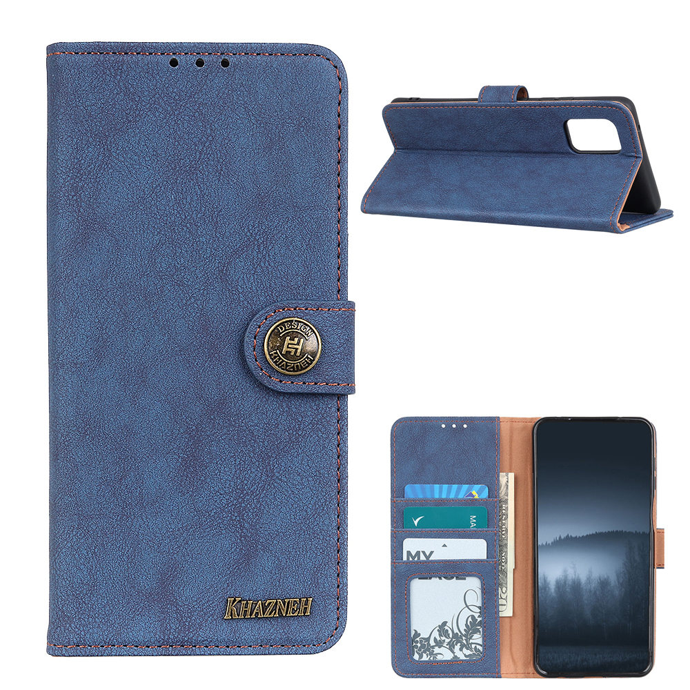 

Khazhen Retro -nähte Geteilte Leder -telefonabdeckung Hülle Brieftasche Design Für OnePlus 9 Pro - Blau, OnePlus 9 Pro 5G