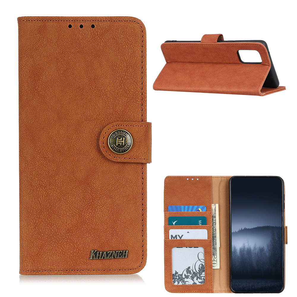 

Khazhen Retro -nähte Geteilte Leder -telefonabdeckung Hülle Brieftasche Design Für OnePlus 9 Pro - Braun, OnePlus 9 Pro 5G