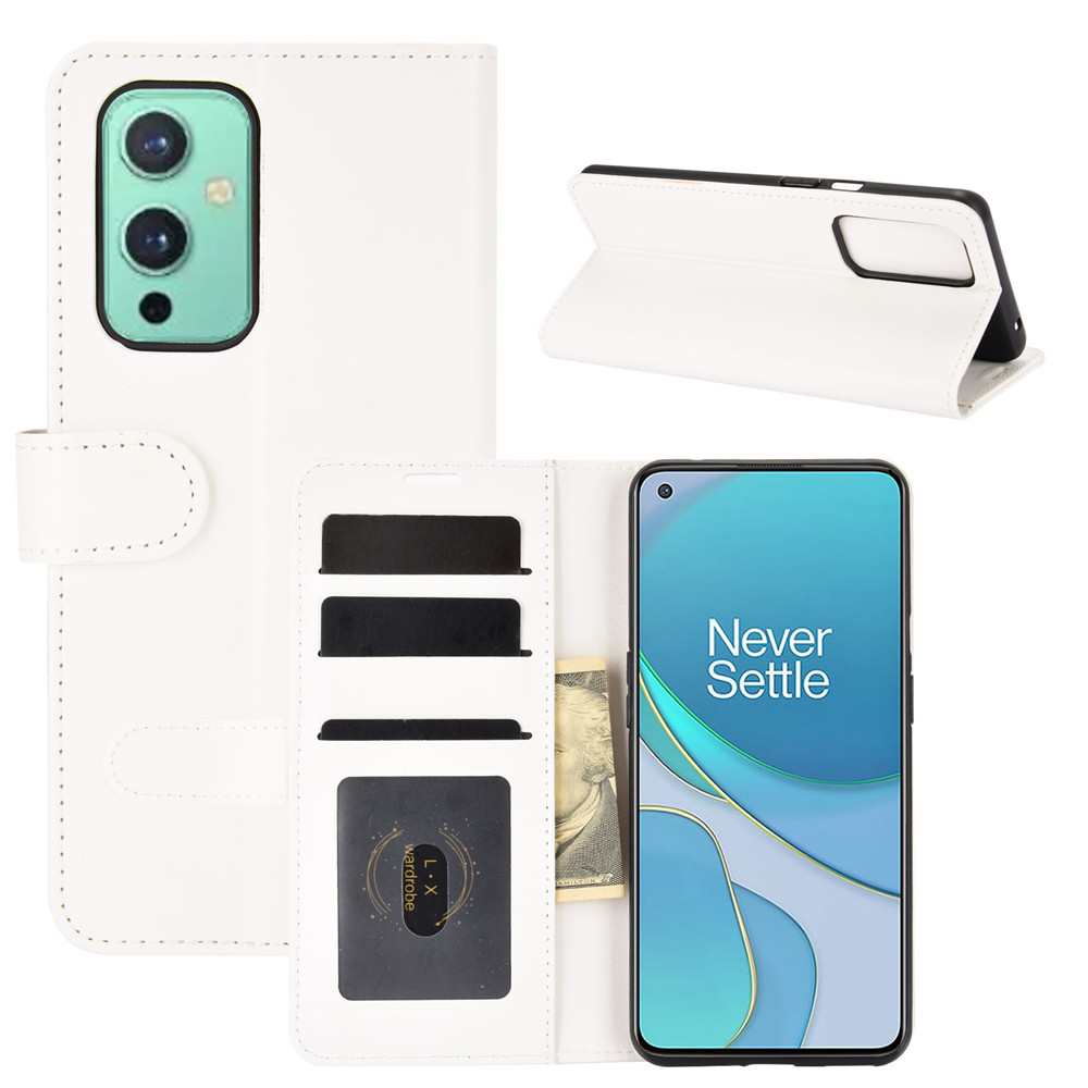 

Crazy Horse Texture Leder Cover Stand Hülle Mit Brieftaschendesign Für OnePlus 9 (EU / US Version) - Weiß, OnePlus 9 (EU / US Version)