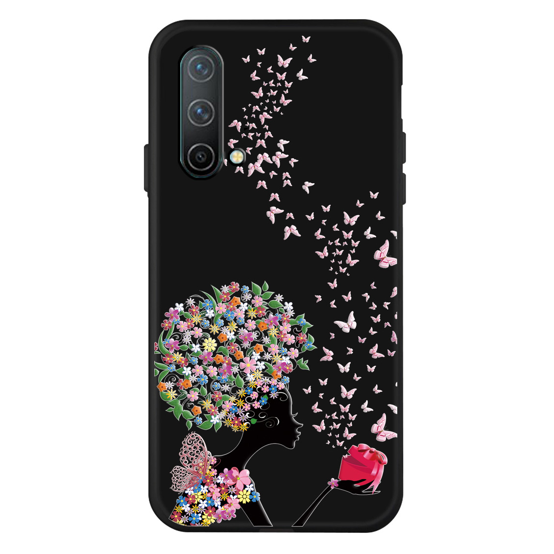 

Motif Mignon Impression Design Slim Fashion Noir Noir TPU TPU Couverture De Téléphone De Protection Pour Oneplus Nord CE 5G - Bouquet De Papillons
