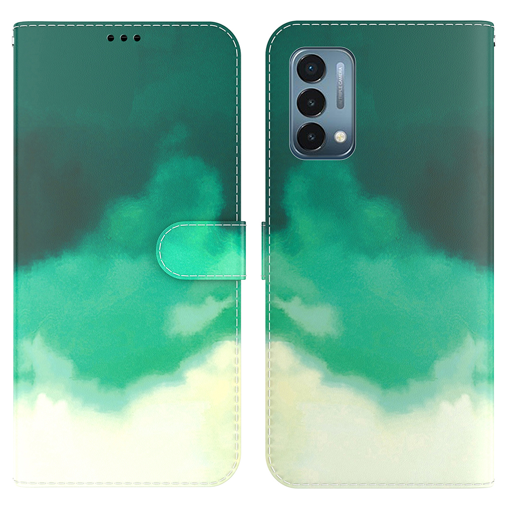 

Aquarellmusterdesign Multi-Winkel-Ansicht Folio-Stand-PU-Leder-Geldbörsenabdeckung Mit Magnetischem Verschluss Für OnePlus Nord N200 5G - Sommergrün., OnePlus Nord N200 5G