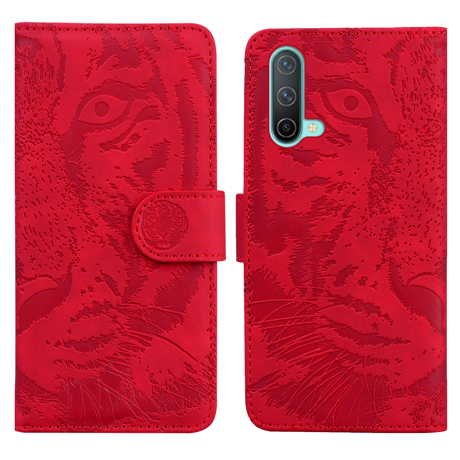 

Pure Color Tiger Impressum Muster Anti-Drop Ledertelefonkasten Für OnePlus Nord Ce 5g - Rot, OnePlus Nord CE 5G