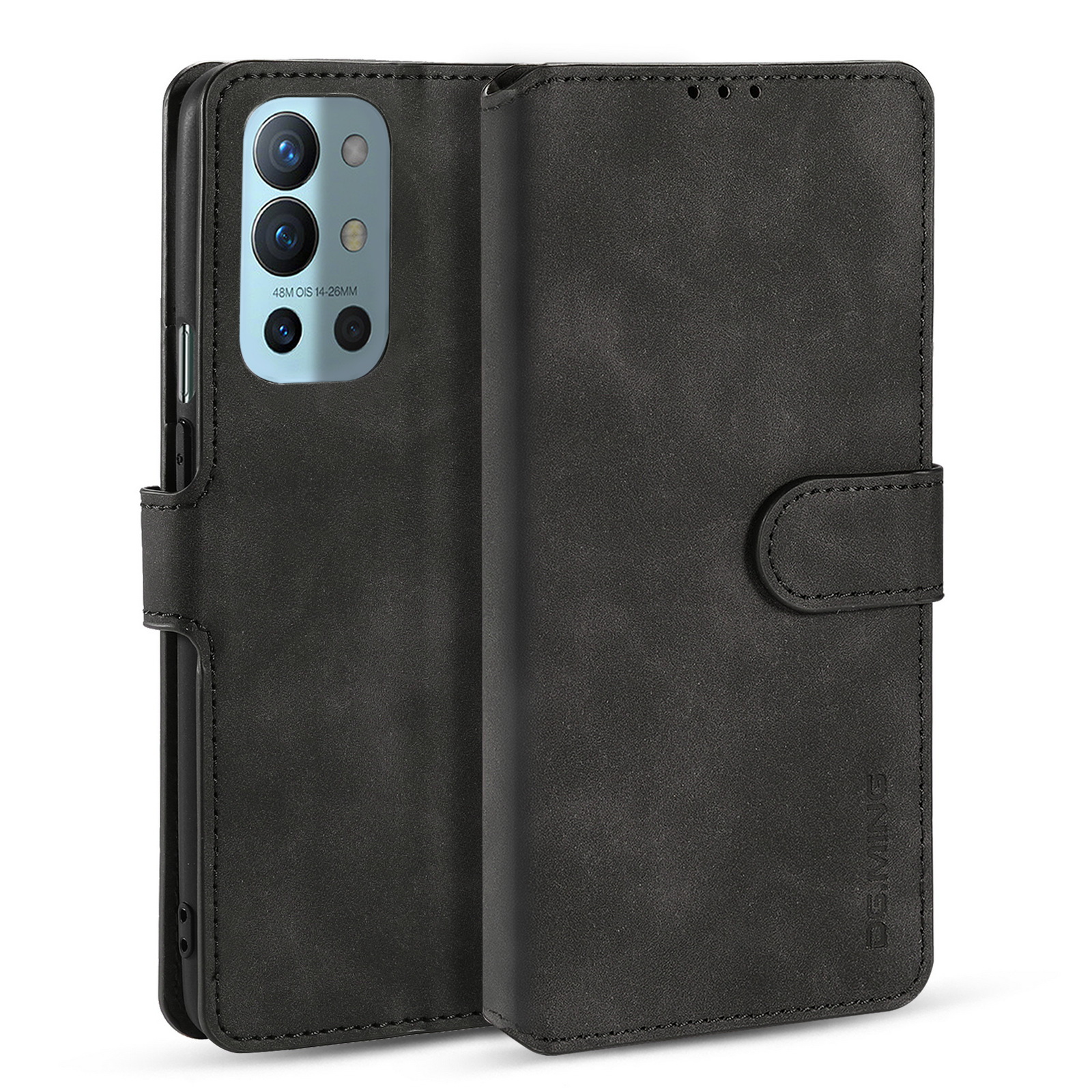 

Dg. Ming Vintage Style PU Leder Brieftasche Ständer Design Phone Hülle Für OnePlus 9r - Schwarz, OnePlus 9R