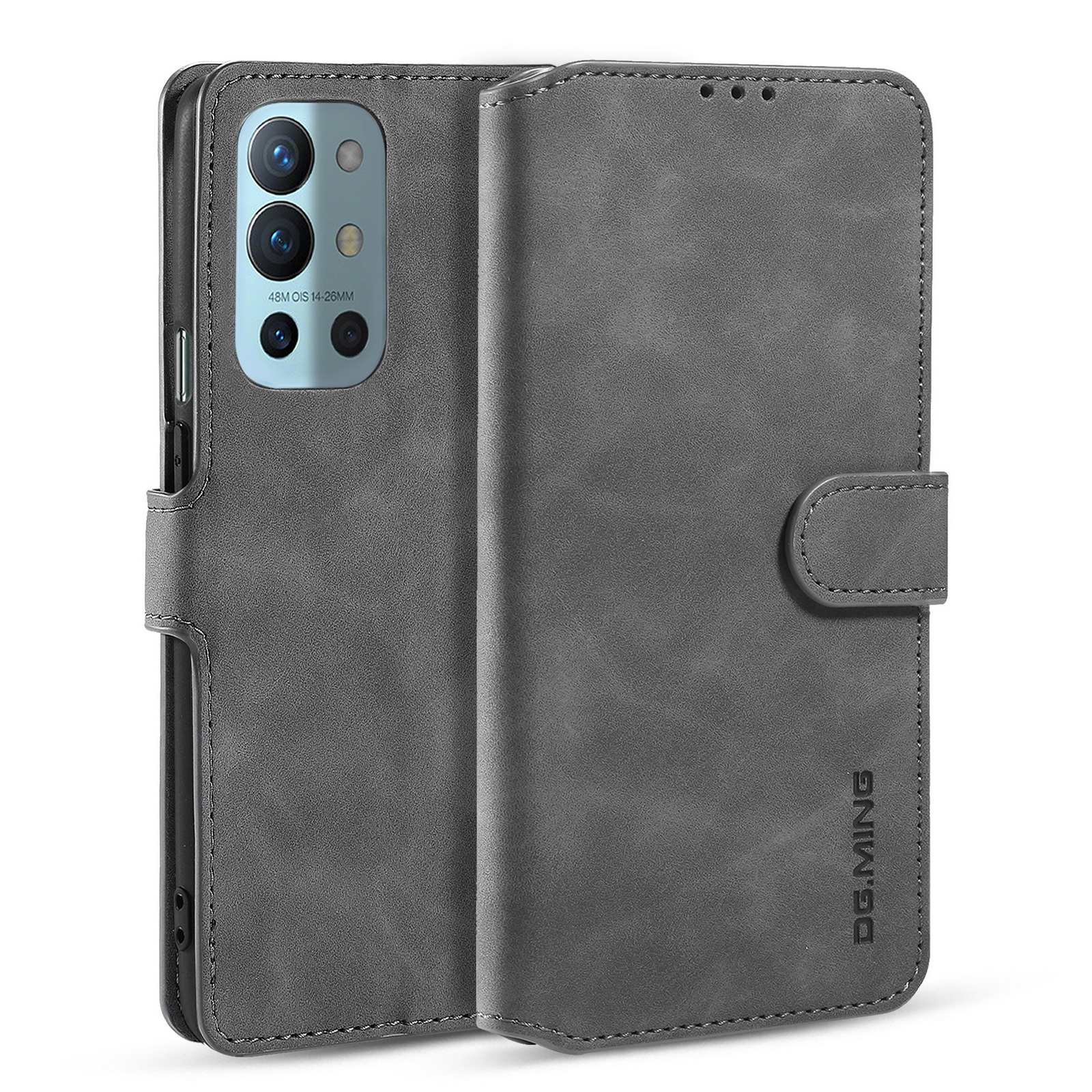 

Dg. Ming Vintage Style PU Leder Brieftasche Ständer Design Phone Hülle Für OnePlus 9r - Grau, OnePlus 9R