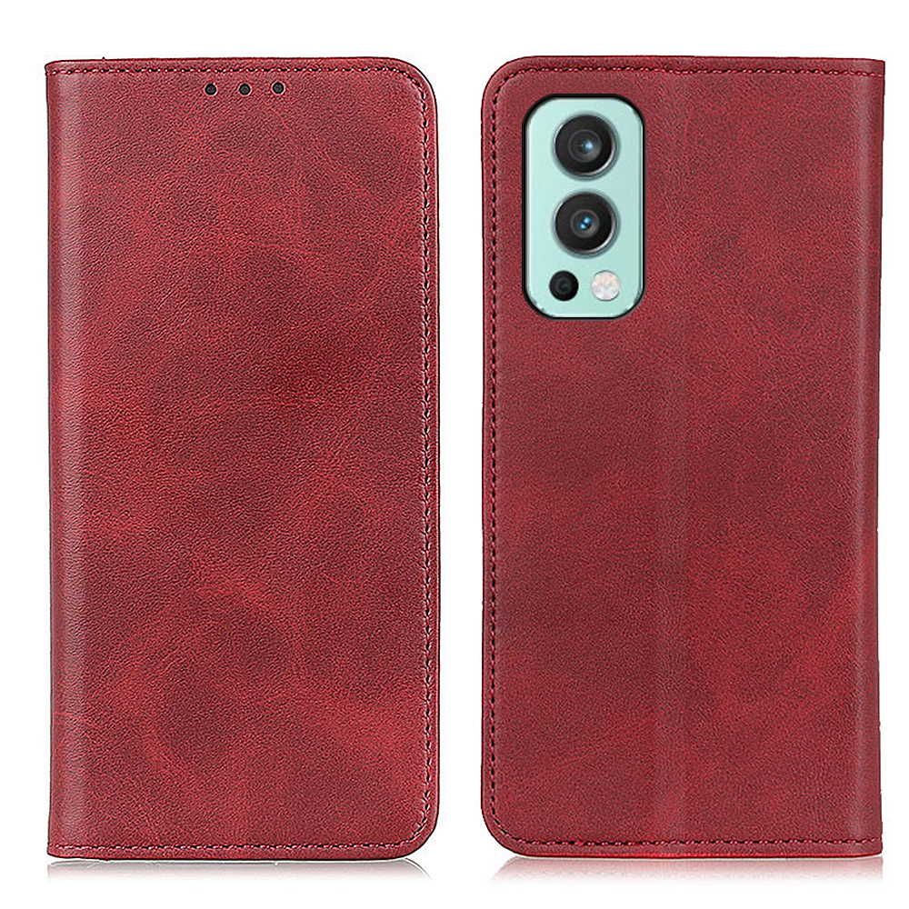 

Ganzkörperschutz Split Lederwallet Magnetischer Auto-absorbierter Standfall Für OnePlus Nord 2 5g - Rot, OnePlus Nord 2 5G