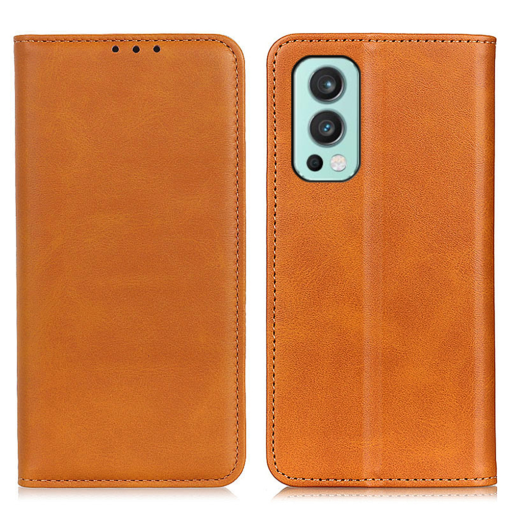 

Ganzkörperschutz Split Lederwallet Magnetischer Auto-absorbierter Standfall Für OnePlus Nord 2 5g - Braun, OnePlus Nord 2 5G