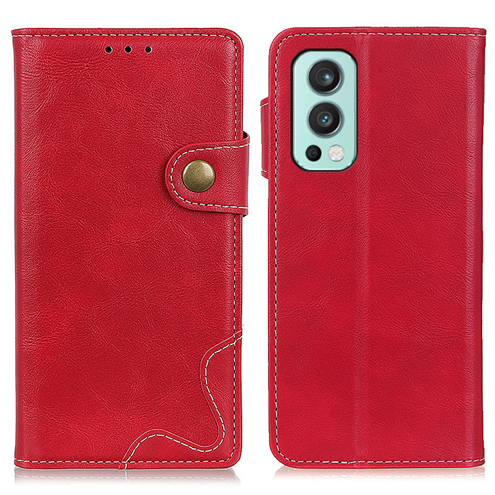 

S-förmige Strukturierte Brieftasche Design Leder Telefonhülle Für OnePlus Nord 2 5g - Rot, OnePlus Nord 2 5G