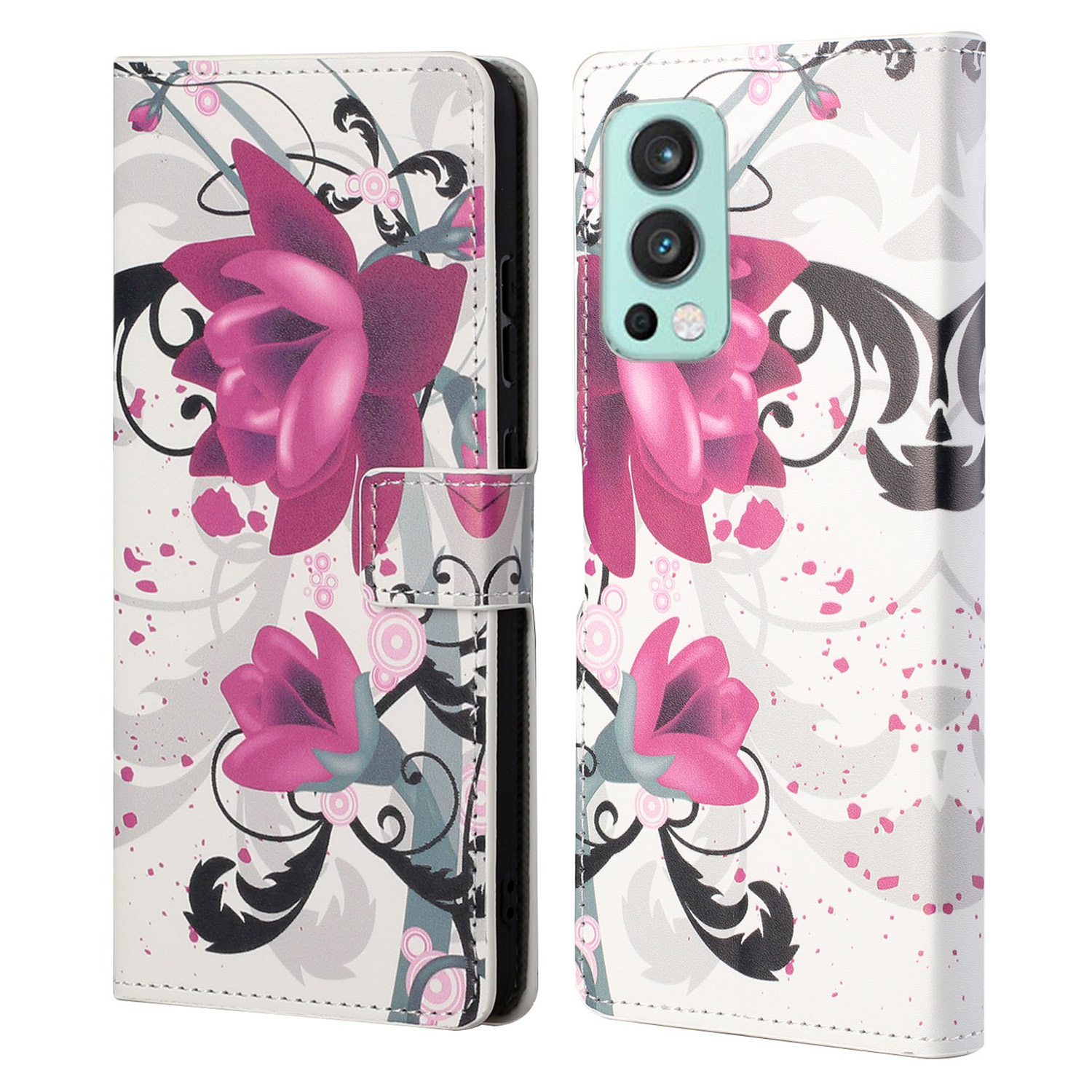

Brieftasche Design Muster Drucktropfenbeständige Lederschutzkoffer Mit Ständer Für OnePlus Nord 2 5g - Blumen, OnePlus Nord 2 5G
