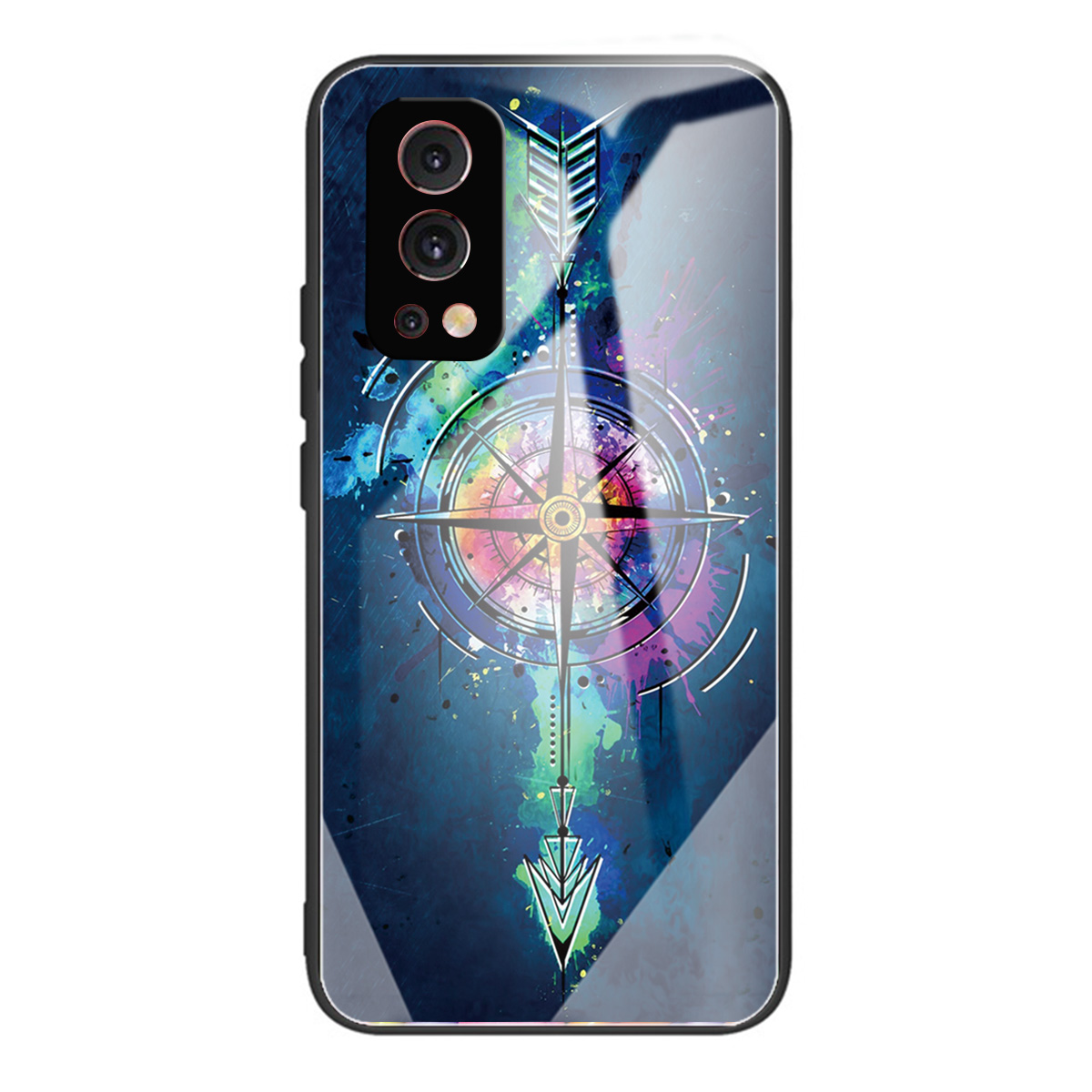 

Drop-sof-muster-druckglas + Tpu-kombination Hybrid-abdeckung Für OnePlus Nord 2 5g - Kompass, OnePlus Nord 2 5G