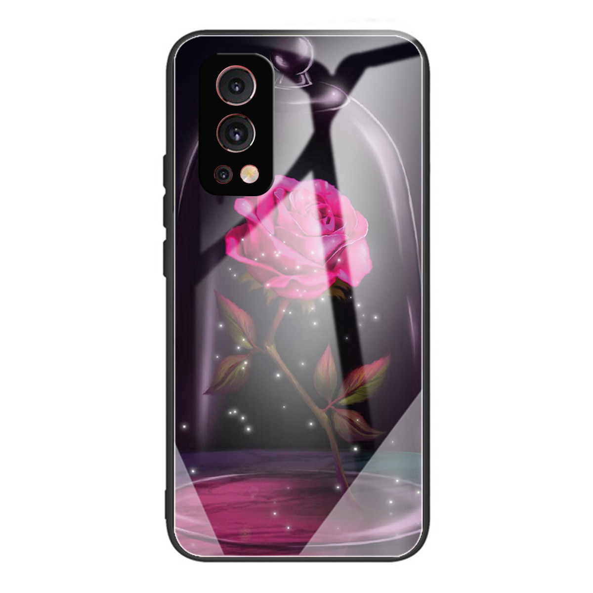 

Drop-sof-muster-druckglas + Tpu-kombination Hybrid-abdeckung Für OnePlus Nord 2 5g - Rose, OnePlus Nord 2 5G