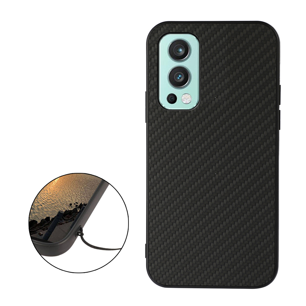 

Gut Geschütztes Kunststoff-tpu-leder-kohlefaser-design-telefon-rückzugsabdeckung Für OnePlus Nord 2 5g - Schwarz, OnePlus Nord 2 5G