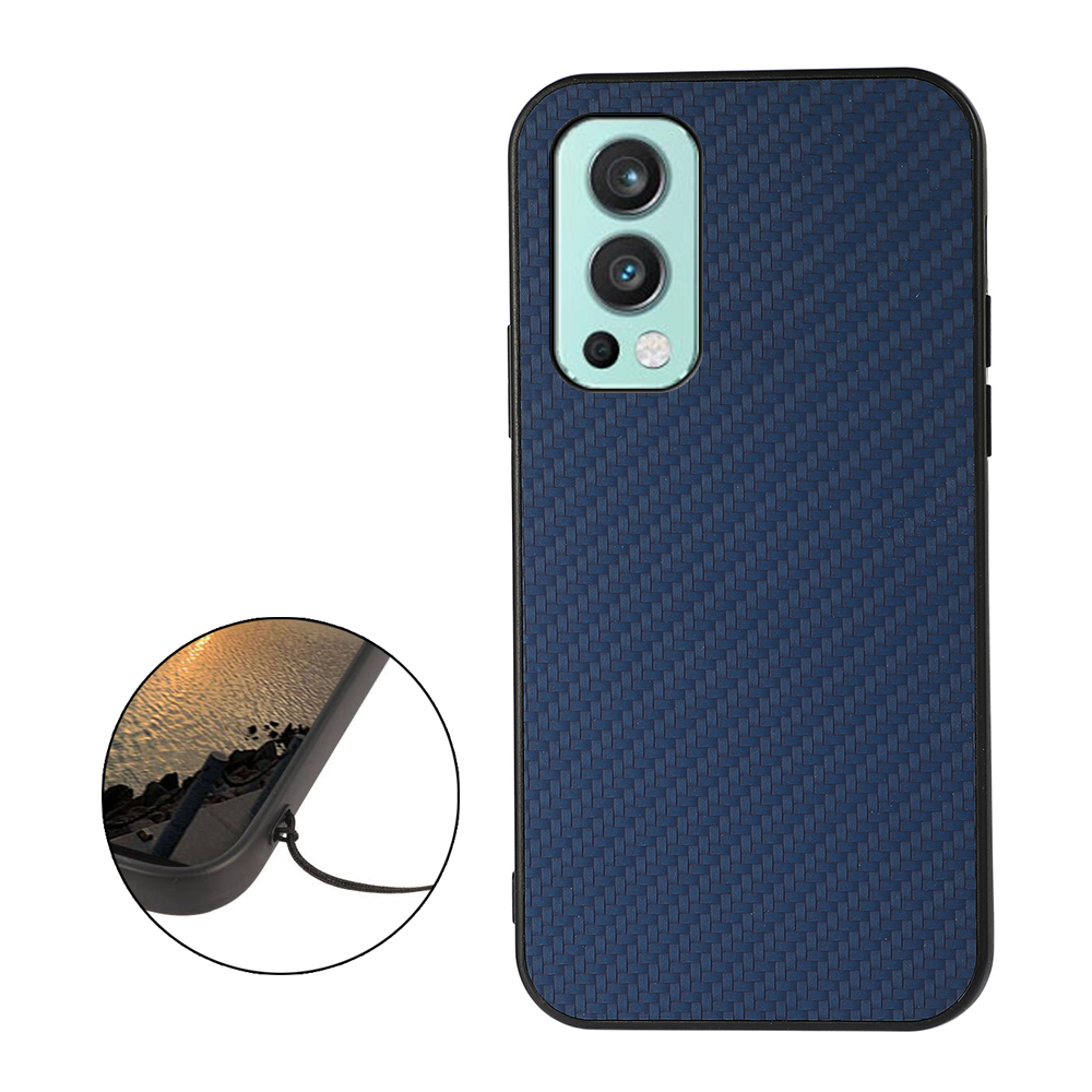 

Gut Geschütztes Kunststoff-tpu-leder-kohlefaser-design-telefon-rückzugsabdeckung Für OnePlus Nord 2 5g - Blau, OnePlus Nord 2 5G