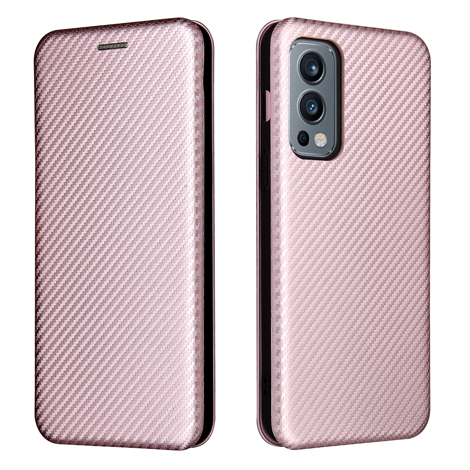 

Kohlefaser-texturkarten-slot-design Magnetisch Automatisch Absorbiertes Lederschalenhülle Für OnePlus Nord 2 5g - Roségold, OnePlus Nord 2 5G
